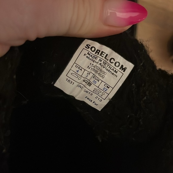 Sorel Tivoli Snowboots Pink Glitter Size 4 Faux Fur Lace Up - Picture 8 of 9